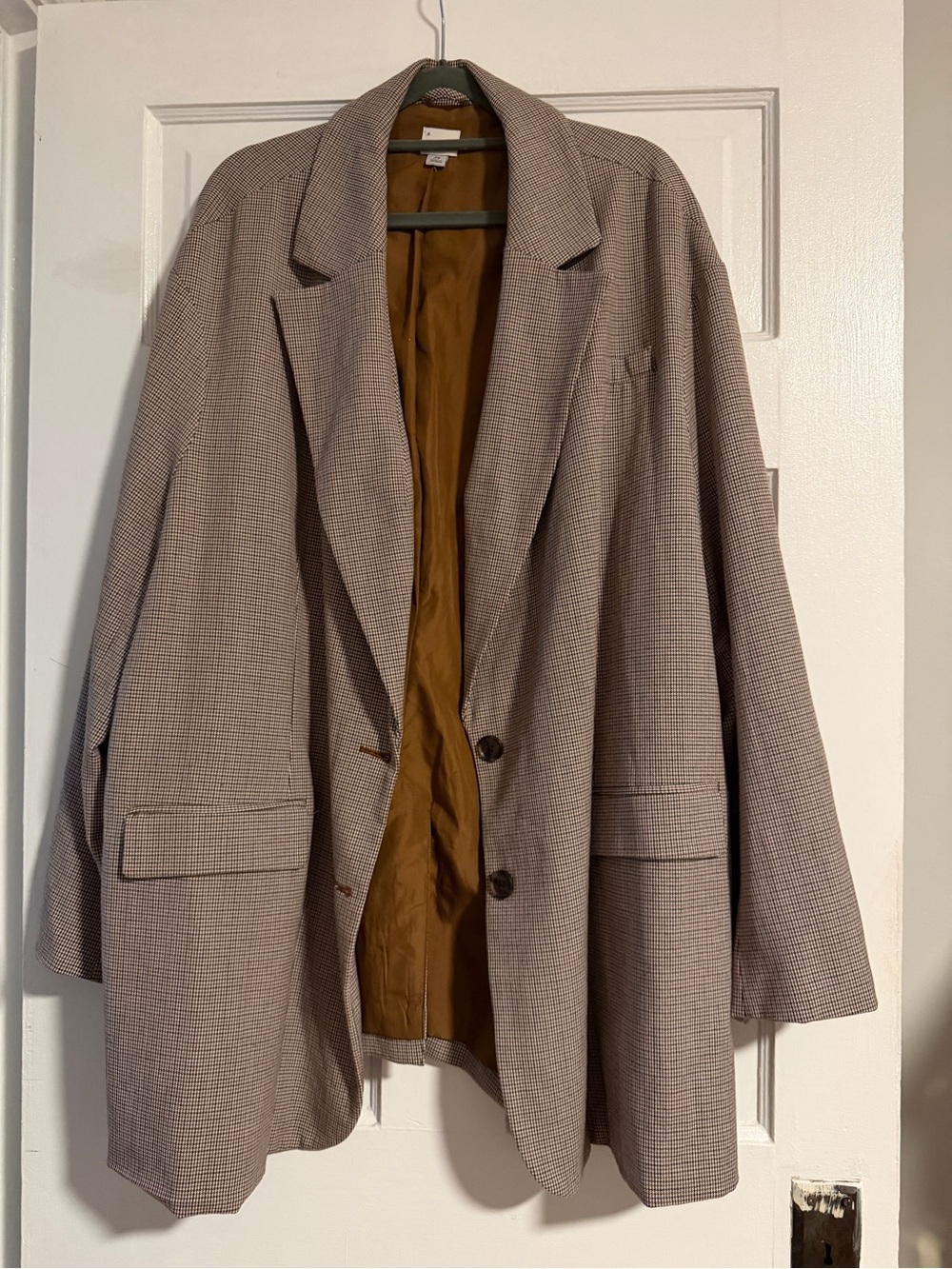 a new day Taupe Houndstooth Blazer with Brown Lining